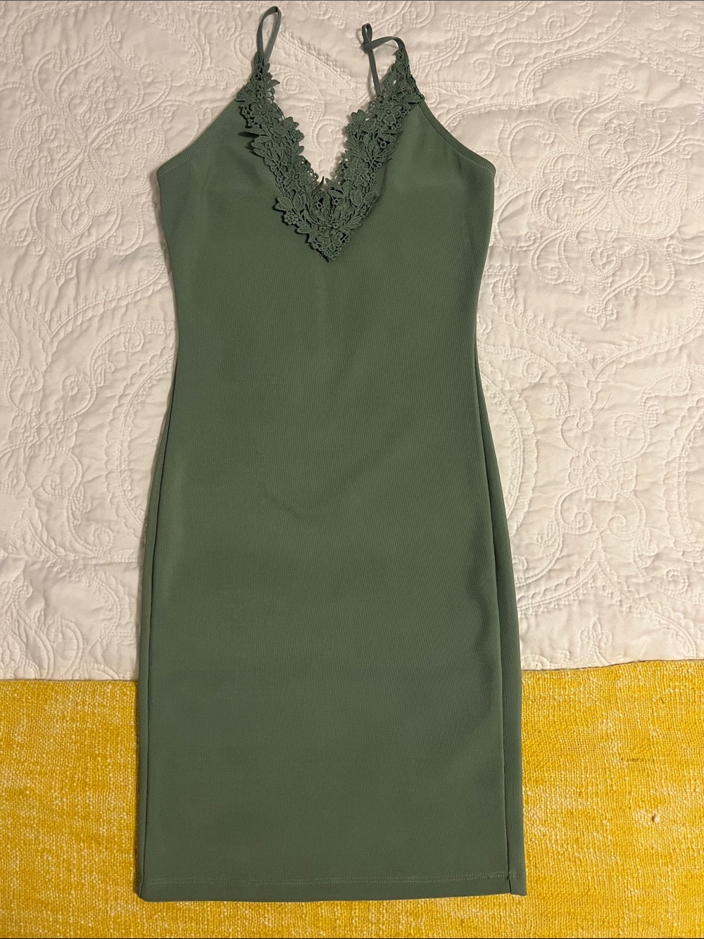 Express Slate Gray Lace-Trim Slip Mini Dress